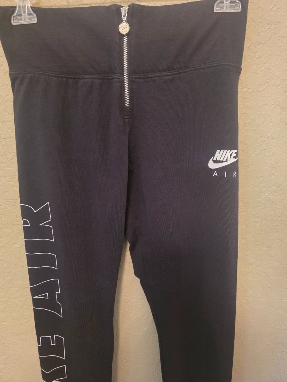 NIKE Air Ladies Graphic Black Zip Front Leggings M Large Spell Out - CJ9968-010 - Picture 2 of 11